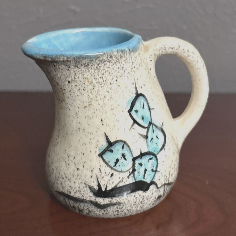 Vintage LOMA OF ARIZONA Southwestern Art Pottery Turquoise Prickly Pear Decor